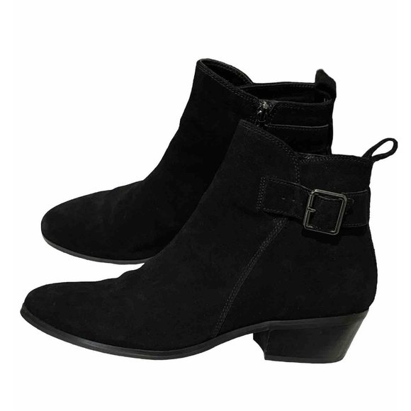 Blondo Black Waterproof Suede Leather Buckle Ankle Boots Booties Size 10 - Picture 3 of 14